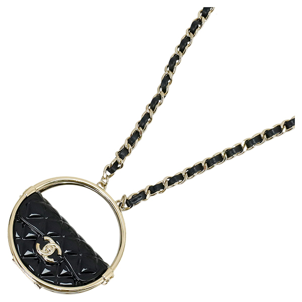 シャネル ネックレス ペンダント バッグ シャンパンゴールド ブラック 4337拍卖