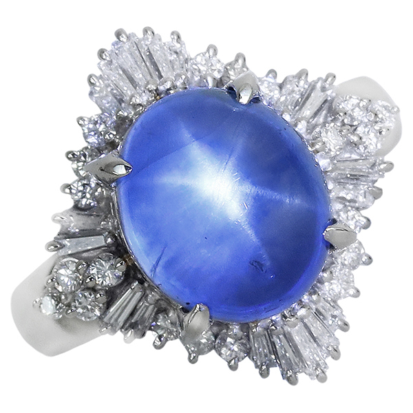 リング 指輪 16号 レディース メンズ スターサファイア プラチナ h-e403拍卖