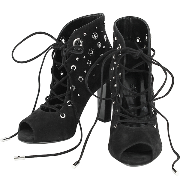 エルメス ショートブーツ 23.5cm レースアップ シェーブル ベロア h-c135拍卖