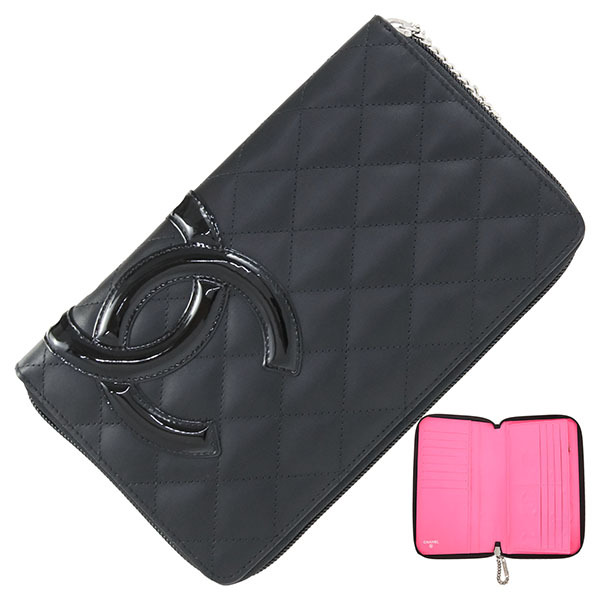 シャネル カンボンライン マトラッセ ラウンドファスナー長財布 ブラック レディース h-f441拍卖