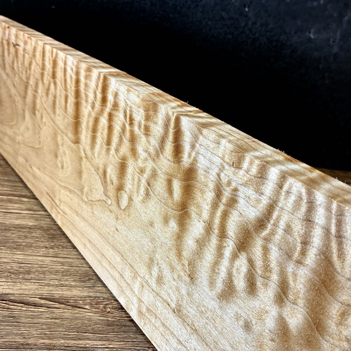 『OS0⑤』希少材 極上美杢 超特大 キルトメイプル(縦幅厚737-164-23㎜)ギター材 ギター素材 ペンブランク ハンドメイド素材拍卖