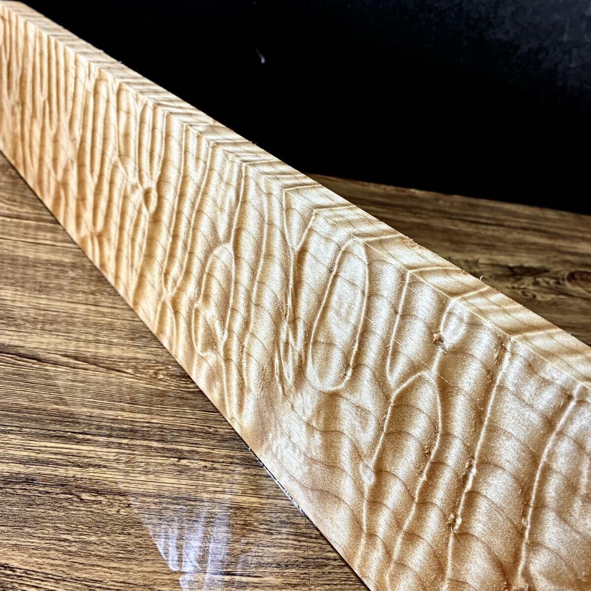 『OS0⑨』希少材 究極神美杢 超特大 キルトメイプル(縦幅厚710-124-22㎜)ギター材 ギター素材 ペンブランク ハンドメイド素材拍卖