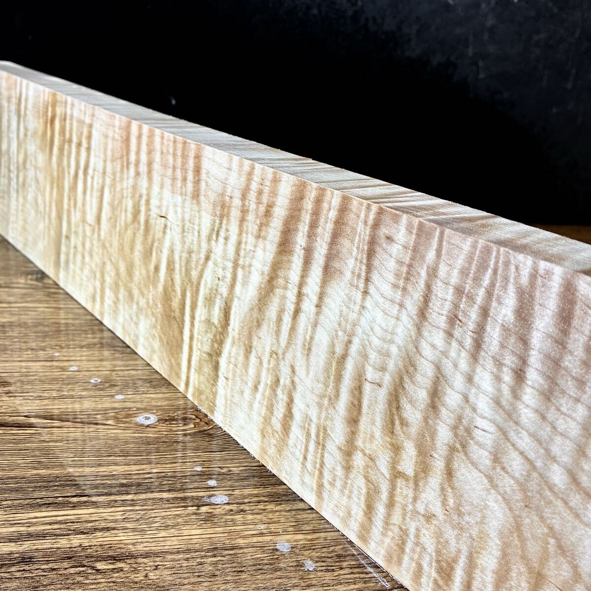 『OS012』極厚 極上美杢 激縮み杢 超特大 カーリーメイプル(縦幅厚741-121-30㎜)ギター材 ギター素材 ペンブランク ハンドメイド素材拍卖