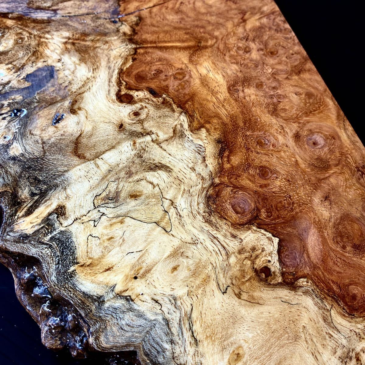 『YY0138』極上美杢 紅白青 花梨 瘤材 葡萄杢 板材 ペンブランク(縦幅厚242-165-20㎜) ハンドメイド素材 希少材 銘木拍卖