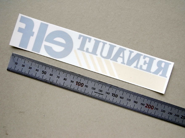 ルノー・エルフ リアウィンドーステッカー 1980年代 白地 内貼り 22cm拍卖