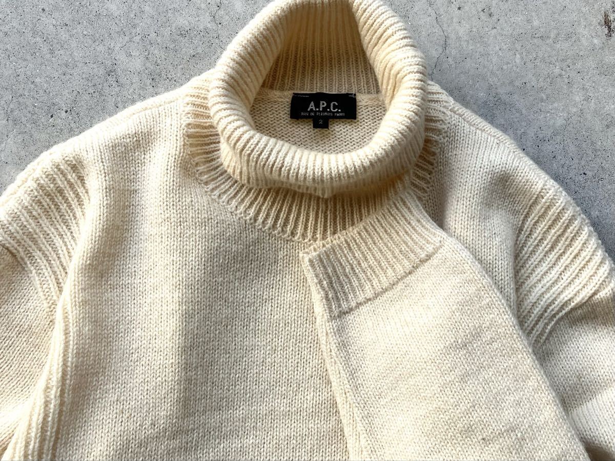 フランス製 APC タートルネック仕様 シェットランド ウールニットセーター 2 アーペーセー メンズ拍卖