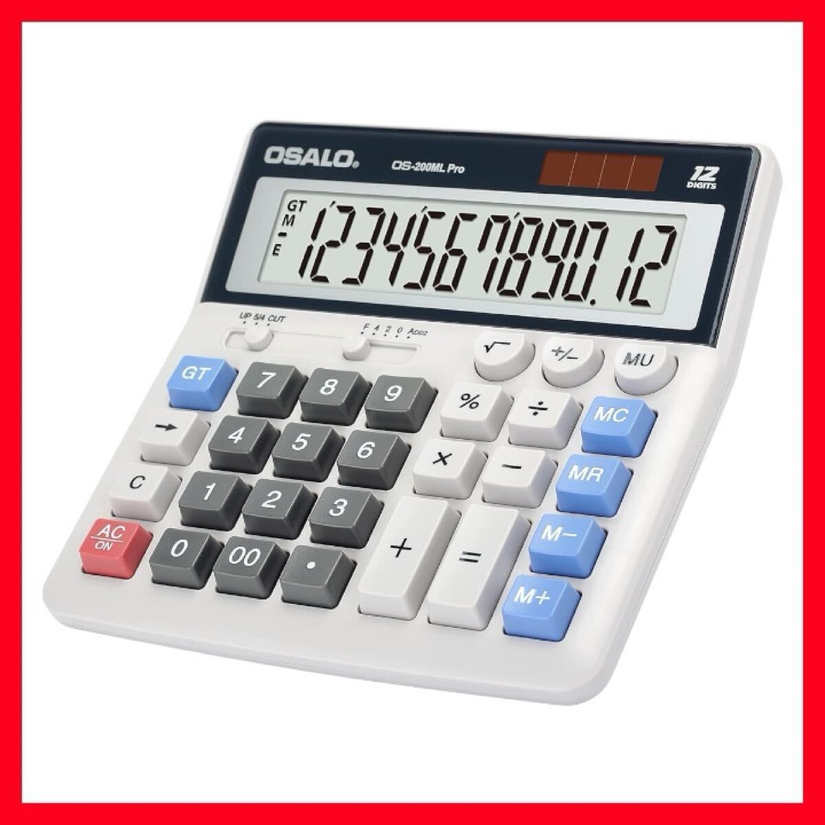 OSALO デスクトップ電卓 特大 LCDディスプレイ 12桁 ビッグナンバー 会計計算機 ジャイアントレスポンスボタンバッテリー(OS-200ML)拍卖