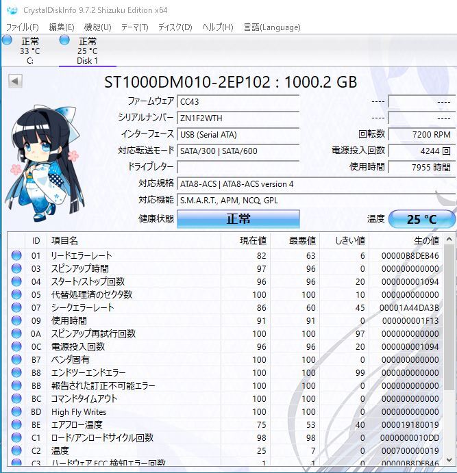 L140◇◆中古 Seagate ST1000DM010 1TB 3.5 HDD拍卖