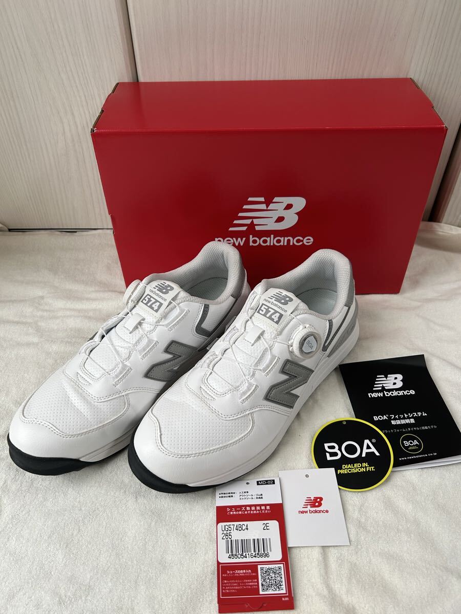超美品!ニューバランス ゴルフシューズ 574 v4 BOA UG5742E ダイヤル式 スパイクレスシューズ 2E New Balance カラーホワイト 26.5cm ボア拍卖