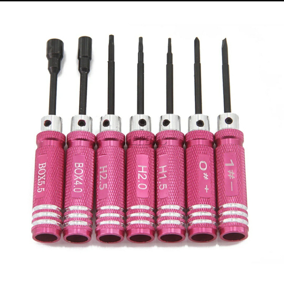 ●即決●送料無料●桃● 六角レンチ 六角boxソケット ドライバー 7本セット ラジコン YD-2 ドリパケ ヨコモ メンテナンス tt02 タミヤ拍卖