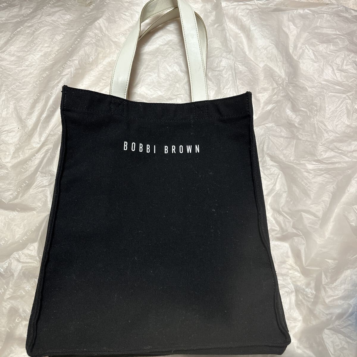 ☆非売品・ノベルティー★ボビーブラウン★Bobbybrown★ トートバッグ ショルダーバッグ キャンバス ロゴ 本体持ち手別素材 大きめバッグ拍卖