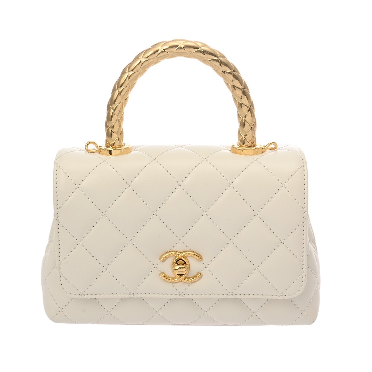 CHANEL シャネル マトラッセ トップハンドル XXS 2WAY ホワイト AS2215 レディース レザー ハンドバッグ 新同 中古 銀蔵拍卖