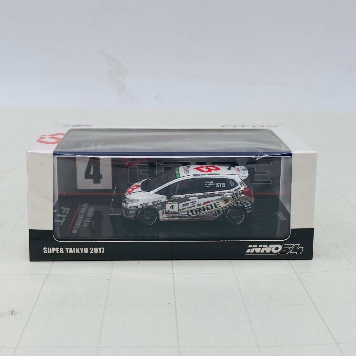 新品未開封 INNO 1/64 HONDA FIT 3 RS #4 TEAM BRIDE SUPER TAIKYU 2017 ホンダ フィット拍卖