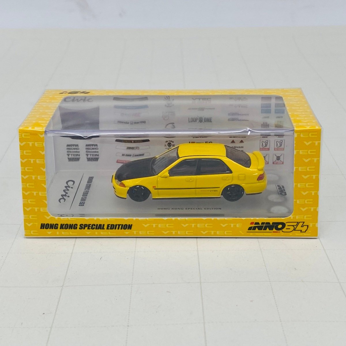 新品未開封 INNO 1/64 HONDA CIVIC FERIO SIR YELLOW 1992 HONG KONG SPECIAL EDITION ホンダ シビック イエロー 香港拍卖