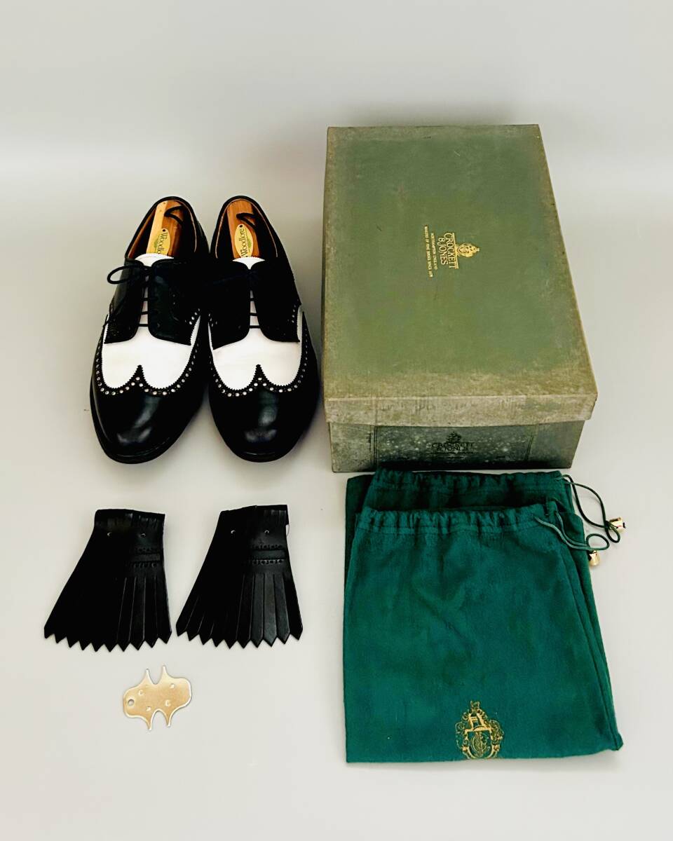 CROCKETT & JONES(クロケット & ジョーンズ)ゴルフシューズ「WENTWORTH BLACK & WHITE CALF GOLF SOLE(SIZE: 6 1/2 F)」(使用済品)拍卖