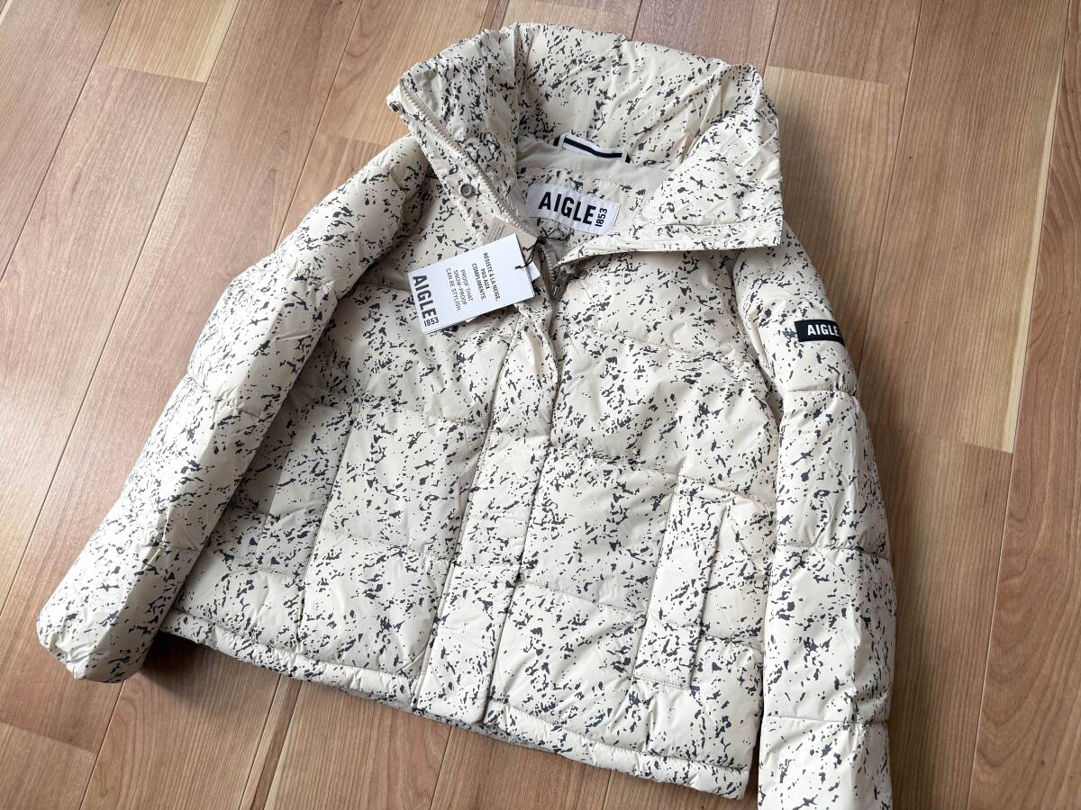 【即決 新品】 5.0万 / AIGLE / 2way 撥水 インサレーション フーデッド ジャケット オールオーバー プリント DUPONT SORONA 中綿拍卖
