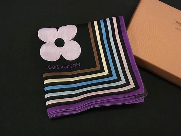 ■新品同様■ LOUIS VUITTON ルイヴィトン コットン100% 大判 スカーフ ストール ショール レディース パープル系 BN4782拍卖