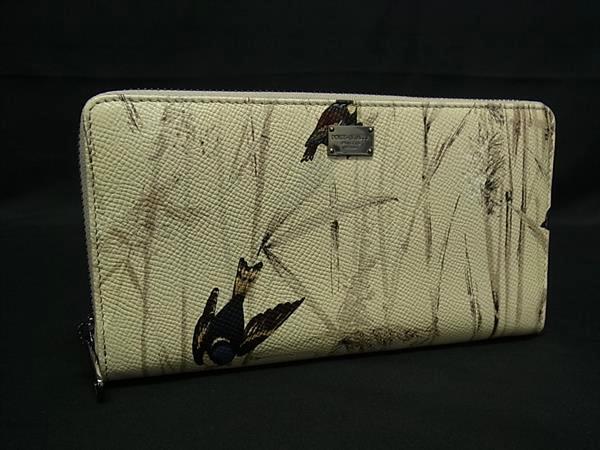 ■新品■未使用■DOLCE&GABBANA ドルチェ&ガッバーナ レザー 鳥 バード ラウンドファスナー 長財布 ウォレット アイボリー系 FR4259拍卖