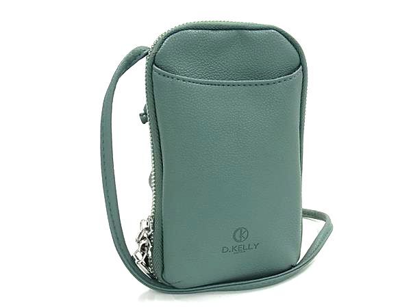 ■新品同様■ D.KELLY ディーケリー レザー スマホショルダー ショルダーバッグ 斜め掛けかばん レディース グリーン系 FT1219拍卖