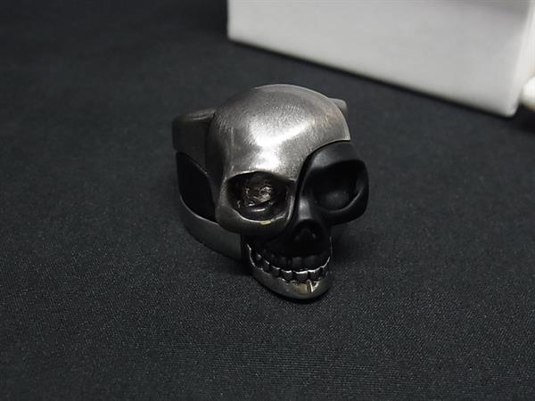 ■美品■ ALEXANDER McQUEEN アレキサンダー マックイーン スカル 3連リング 指輪 アクセサリー シルバー系×ブラック系 FL9480拍卖