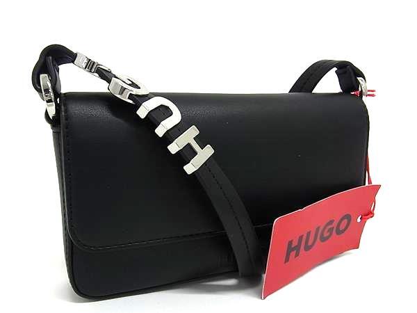■新品■未使用■ HUGO BOSS ヒューゴボス レザー クロスボディ ショルダーバッグ 肩掛け 斜め掛け レディース ブラック系 FT0374拍卖