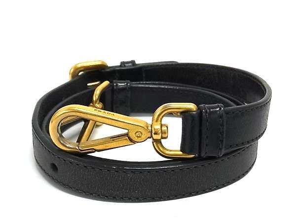 PRADA プラダ レザー バッグ用 ショルダーストラップ 肩掛け 斜め掛け レディース ブラック系 FV2850拍卖