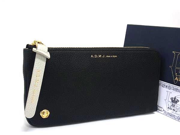 ■新品■未使用■ A.D.M.J. エーディーエムジェイ レザー L字ファスナー 長財布 ウォレット レディース ブラック系 FU2523拍卖