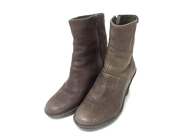CAMPER カンペール レザー ショートブーツ 表記サイズ 37 (約23.5cm) 靴 シューズ レディース チャコールグレー系 DH8455拍卖