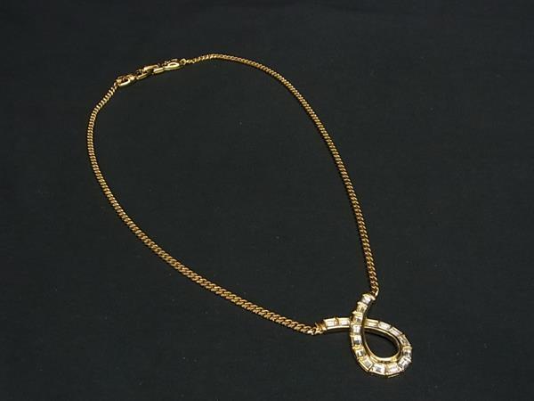 ■新品同様■ NINA RICCI ニナリッチ ラインストーン ネックレス ペンダント アクセサリー レディース ゴールド系 DI0550拍卖