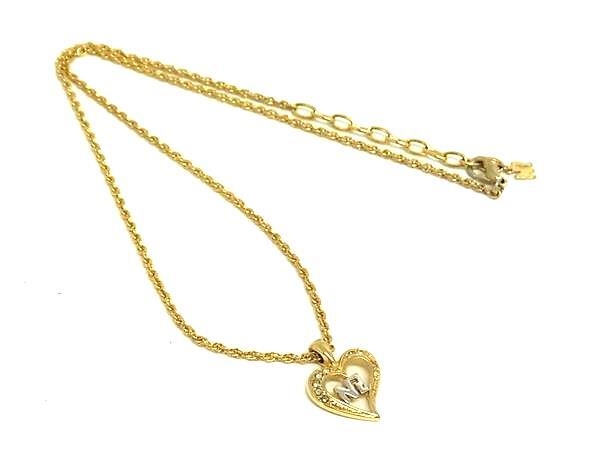 NINA RICCI ニナリッチ ロゴモチーフ ハート ラインストーン ネックレス ペンダント アクセサリー レディース ゴールド系 DI0570拍卖