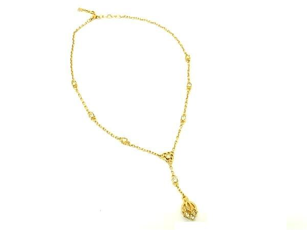 ■美品■ NINA RICCI ニナリッチ ラインストーン ネックレス ペンダント アクセサリー レディース ゴールド系 DK3650拍卖