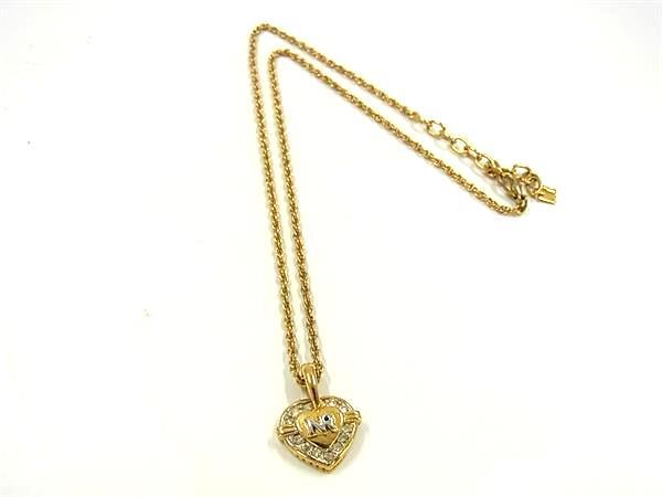■美品■ NINA RICCI ニナリッチ ラインストーン ハート ネックレス ペンダント アクセサリー レディース ゴールド系 DI4322拍卖