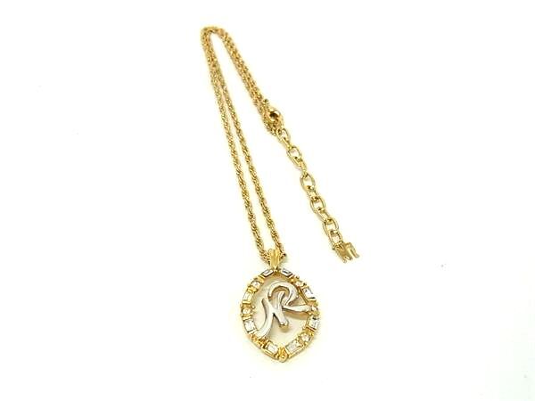 ■美品■ NINA RICCI ニナリッチ ラインストーン ネックレス ペンダント アクセサリー レディース ゴールド系 DI3028拍卖