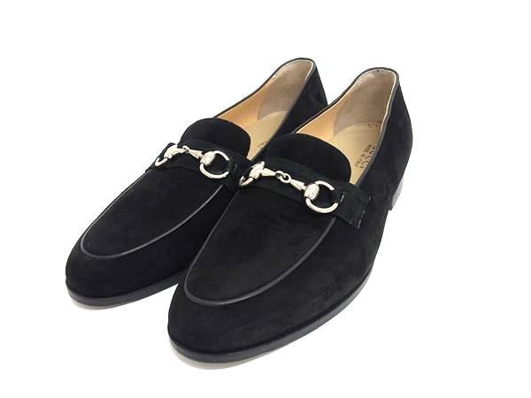 1円 ■美品■ GUCCI グッチ ホースビット スエード ローファー 表記サイズ 8 1/2(約27.5cm) 靴 シューズ メンズ ブラック系 FP7583拍卖