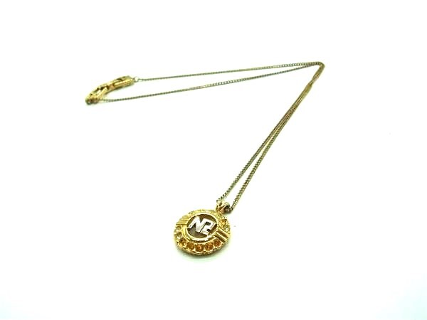 NINA RICCI ニナリッチ ラインストーン ロゴモチーフ ネックレス ペンダント アクセサリー レディース ゴールド系 DH3454拍卖