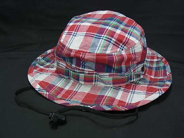 ■極美品■ Colombia コロンビア コットン100% チェック柄 ハット 帽子 表記サイズ S/M メンズ レディース レッド系 DI0016拍卖