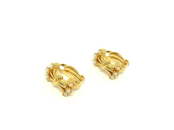 ■美品■ NINA RICCI ニナリッチ パール クリップ式 イヤリング アクセサリー レディース ゴールド系 DK3933拍卖