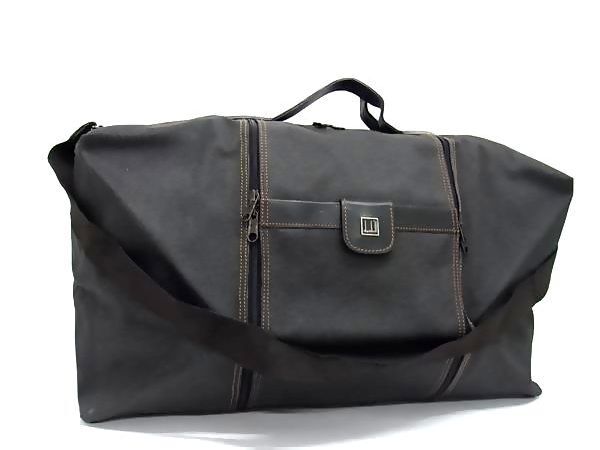 1円 ■美品■ dunhill ダンヒル PVC×レザー 2WAY トラベルバッグ ショルダー 旅行かばん ダークグレー系×ブラック系×オレンジ系 BQ1721拍卖