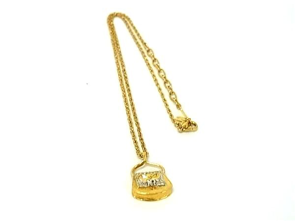 ■美品■ NINA RICCI ニナリッチ バッグモチーフ ネックレス ペンダント アクセサリー レディース ゴールド系×シルバー系 DG9654拍卖
