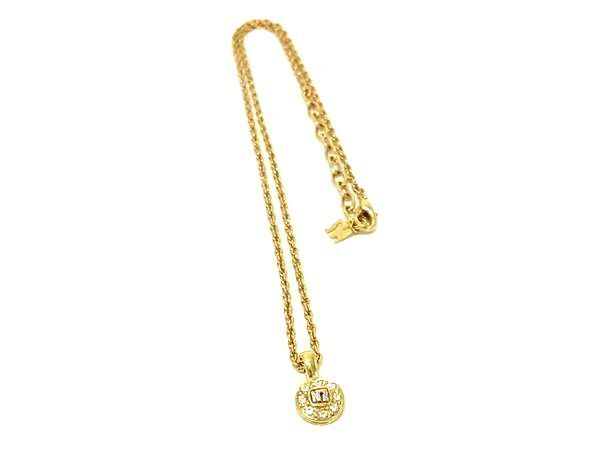 ■美品■ NINA RICCI ニナリッチ ラインストーン ネックレス ペンダント アクセサリー レディース ゴールド系 DG0944拍卖
