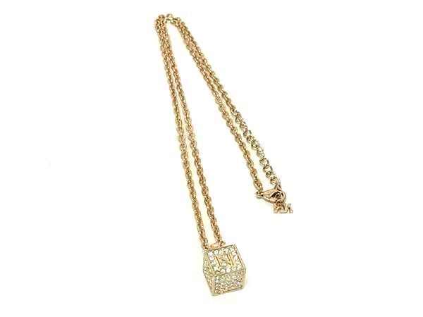 ■美品■ NINA RICCI ニナリッチ ラインストーン ネックレス ペンダント アクセサリー レディース ゴールド系 DG0948拍卖
