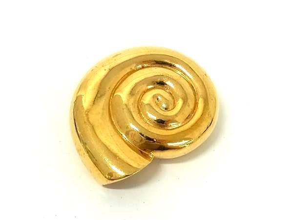 ■美品■ NINA RICCI ニナリッチ シェル ピンバッジ ピンブローチ アクセサリー レディース ゴールド系 DJ8487拍卖