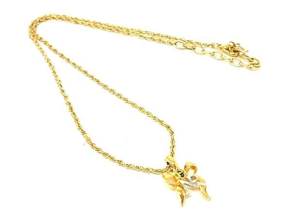 ■極美品■ NINA RICCI ニナリッチ リボン ネックレス ペンダント アクセサリー レディース ゴールド系 DD7657拍卖