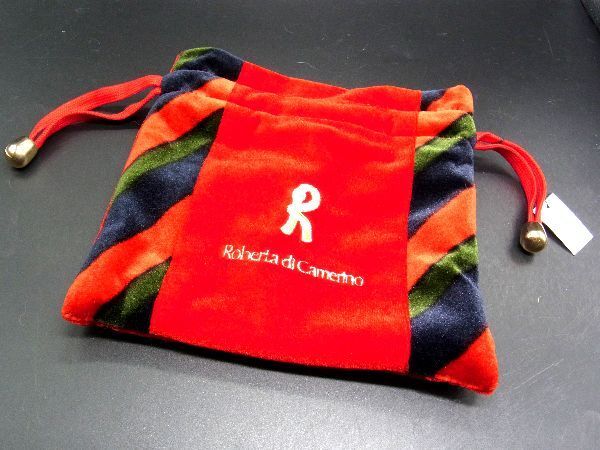 ■極美品■ Roberta di Camerino ロベルタ ディ カメリーノ アセテート 巾着 ポーチ マルチケース 小物入れ レッド系 DF0686拍卖