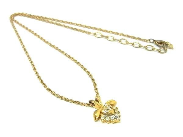 NINA RICCI ニナリッチ ヴィンテージ ラインストーン ネックレス ペンダント アクセサリー レディース ゴールド系 DE6710拍卖