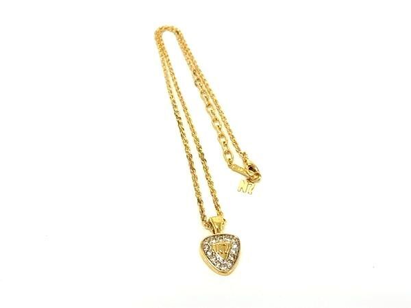 ■極美品■ NINA RICCI ニナリッチ ヴィンテージ ラインストーン ハート ネックレス ペンダント アクセサリー ゴールド系 DJ7856拍卖