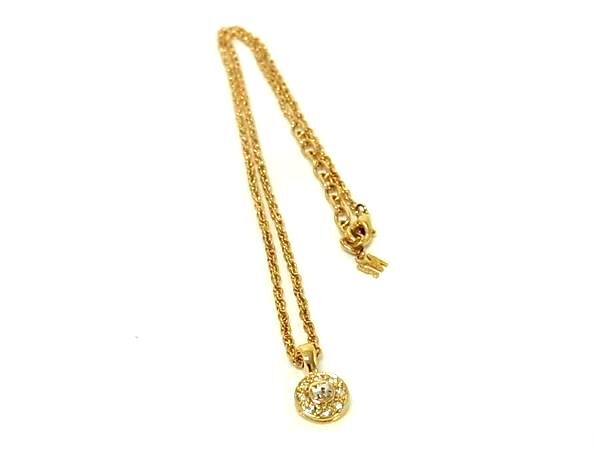■極美品■ NINA RICCI ニナリッチ ラインストーン ネックレス ペンダント アクセサリー レディース ゴールド系×シルバー系 DG5691拍卖