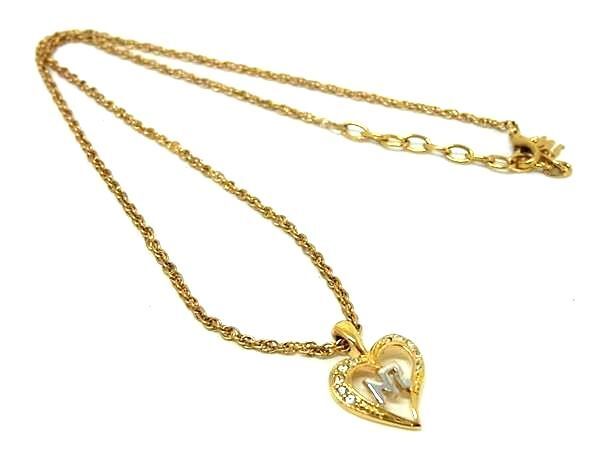 ■美品■ NINA RICCI ニナリッチ ヴィンテージ ラインストーン ハート ネックレス ペンダント アクセサリー ゴールド系 DD7812拍卖