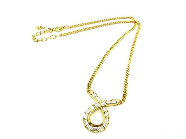 ■美品■ NINA RICCI ニナリッチ ラインストーン ネックレス ペンダント アクセサリー レディース ゴールド系×クリア DF0094拍卖