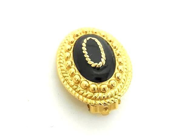 ■美品■ NINA RICCI ニナリッチ クリップ式 片耳のみ イヤリング アクセサリー レディース ゴールド系×ブラック系 DF7920拍卖